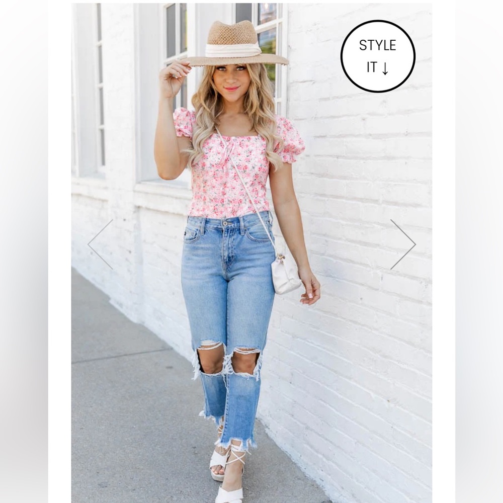 Trinity Medium Wash Distressed Mom Jeans
